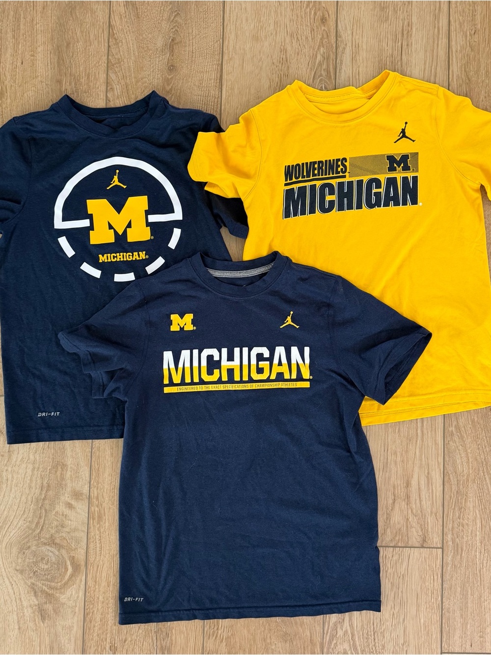 Nike Michigan Kids' T-Shirts in Navy & Maize - 3-Pack Style